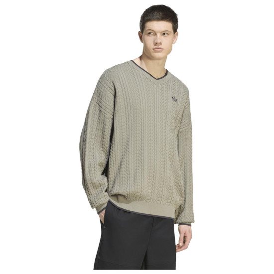 Adidas Ανδρική πλεκτή μπλούζα Firebird Cable Knit V-Neck Sweatshirt